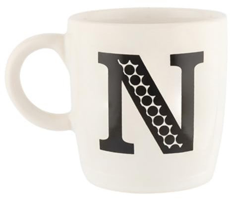 FabFinds Hugga Mug with Initials Classic Ceramic Mug Large Gift Coffee Cups 330ml (N)