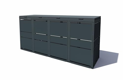 MBOX24 MODERN Mülltonnenbox 4er für 240 Liter Mülltonne | Anthrazit | Mülltonnenverkleidung | Mülltonnenhaus | Box für Mülltonnen | Mülltonnenunterstand | Mülltonneneinhausung