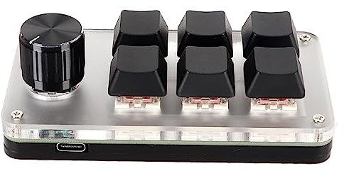 Denash Makro-Tastatur, Verbessert die Arbeitseffizienz, Individuelle Knöpfe, Acryl, Roter Schalter, Mechanische Tastatur für PC (6 Tasten mit 1)