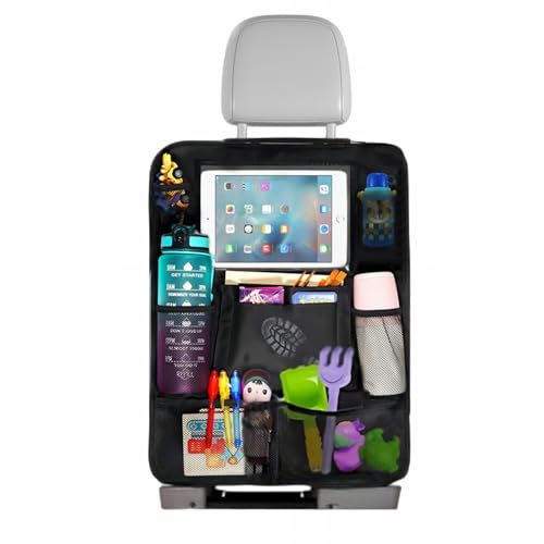 Gigmeta Organisateur Voiture Enfant, 1 PCS Rangement Auto Accessoire Interieur avec Poche iPad 10'', 10 poches Dossier de Voiture Protecteur de Siège, Noir