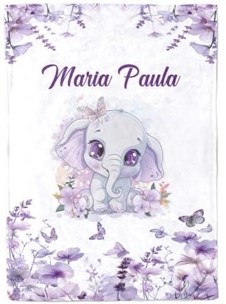 Babydecke mit Name Personalisierte Kuscheldecke Kinder Namensdecke Tier Elefant Panda Individuelle Baby Decke Geschenke