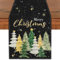 Tischläufer Weihnachten, Kaluofan Tischläufer 40x180CM, Tischdecke Weihnachten, Weihnachts Deko, Tischdeko Weihnachten, Unique Schwarz und Gold und Weihnachtsbaum Tischdekorationen (Christmas Tree)