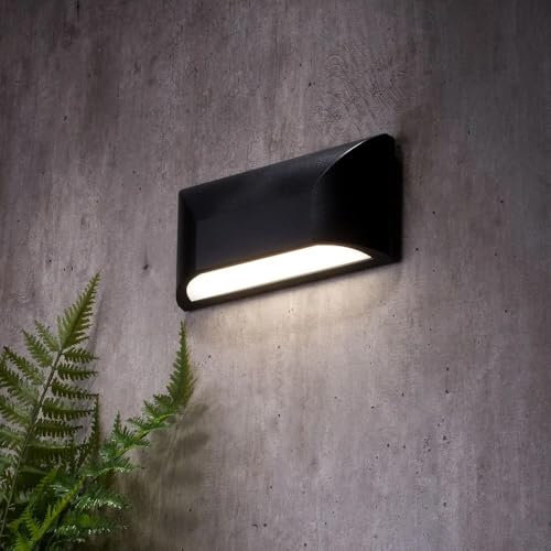 Outdoor Curved Down Wall Light, 5W LED, 4000K Neutral White, IP55, Black, Perfect for Exterior Wall, Porch, Garage, Shed, Patio, Garden, Driveway, Balcony, Entrances and Coastal Areas