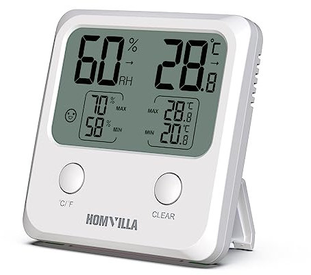 HOMVILLA Thermometer Hygrometer Innen, Mini LCD Digital Thermometer für Innenraum, Wohnzimmer, Babyraum, Büro,Gewächshaus
