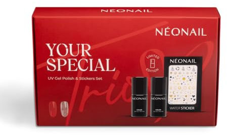 NÉONAIL UV Nagellack und Sticker Set - Your Special Trio - Maniküre Set - Nagellack - Gel Nägel Set - Gel Nail Polish - NÉONAIL Farben 2x7,2ml - Nagelsticker