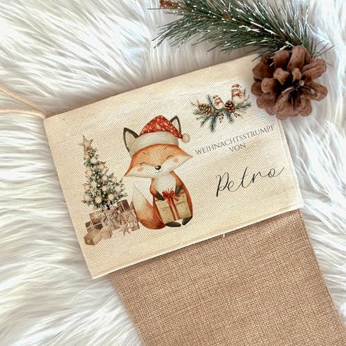 Manufaktur Liebevoll I Nikolausstrumpf Nikolausstiefel personalisiert Kinder Erwachsene Weihnachtsstrumpf Name Weihnachtsstiefel Nikolaussocke Mädchen Jungen Fuchs Petro