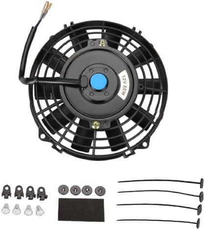 Twilight Garage Ventilateur de radiateur électrique universel haute performance 12 V 80 W 17,8 cm avec kit de montage – Noir