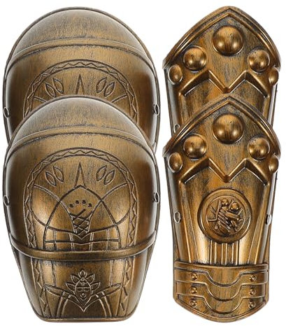 DEARMAMY Satz Schulter- und Stulpenset Gladiatorenkostüm mittelalterliche Armschutzarmschienen Halloween-Armstulpen Halloween-Maske Roboterarm-Cosplay Wintersoldatenarm Plastik Light Brown