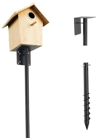 Harrms Vogelhausständer Metall, Vogelnesthalter Vogelhaus-Stange Verstellbar 220cm, Gestell für Vogelfutterhaus für Garten, Balkon, Outdoor, Hof, Schwarz