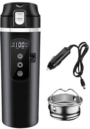 MagiDeal Car Kettle Boiler Car Kettle Water Boiler Portable with Tea Strainer Electric Kettle Car Heating Cup for Family Cars Camping, black