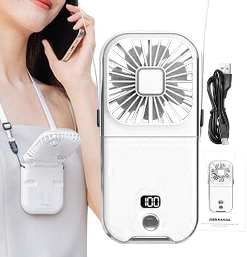 ventilatore ricaricabile, ventilatore USB ricaricabile,Ventilatore personale silenzioso a 4 modalità - Ventilatore elettrico portatile, ventilatore da collo multiuso per viaggi, lavoro, escurs