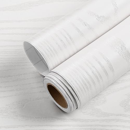 Yenhome Papel Pintado Autoadhesivo Madera Blanca 60×500cm Papel Vinilo Adhesivo Muebles Blanco Mate Vinilo Autoadhesivo Madera Impermeable Escritorio Efecto Decorativo Cocina Encimera Armario Puerta