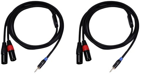 PAGJHRFJG 2X Hifi 3.5mm to 2 XLR Male Cable Silver-Plated Stereo 3.5 Aux to Xlr Cable, 3.5 Aux to 2Xlr, 2M