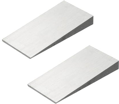 PATIKIL 2 Pcs Metal Wedge, 4.8x2.4x0.6 Inch Carbon Steel Wedge Shims Triangle Flange Beveled Washers Strong Durable for Pipe Fitting Welding Tool Factory Lathe Machine Tool, Silver Tone