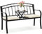 EROMMY Gartenbank mit Klapptisch, 2in1 Sitzbank mit Sitzkissen, Metall Balkonbank für Garten, Park, Balkon,Flur, 125B*57T*83.5H cm