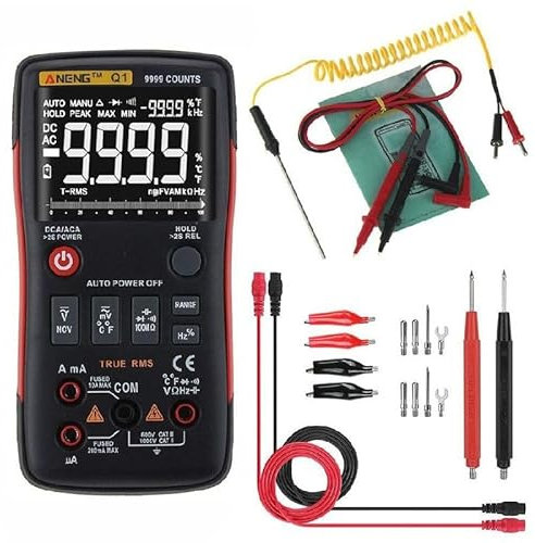 PRIMEGA Le multimètre numérique ANENG Q1 est livré en Standard avec Une Ligne combinée à Bande Rouge avec Une Ligne combinée