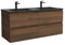 Mueble de Baño BEQUIA 120cm Nogal | Lavabo Negro Porcelana Centrado