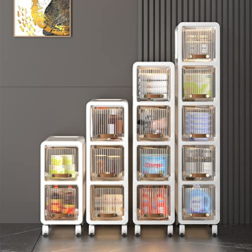 cassetti di stoccaggio, Cassetti portaoggetti impilabili - Mobiletto da bagno stretto a 4 ripiani con ante for organizer for asciugamani e lavandino, soluzione salvaspazio for piccoli spazi(2 Tier 22c