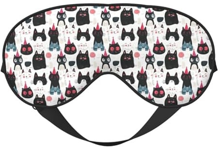 Augen-Schlafmaske für Damen und Herren, bunte Katzen, niedlicher Druck, verstellbare Schnalle, Reise-Augenmasken für Schlafmaske, Verdunkelung, bequeme Schlafmaske für Damen und Herren, lustige