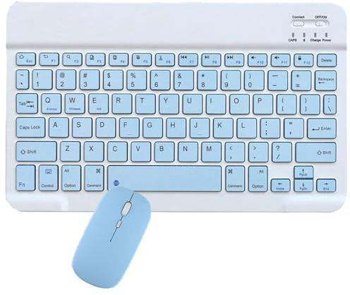 Tastiera Bluetooth e mouse Combo per iPad, tastiera wireless da 10 pollici e mouse, tastiera ultra sottile portatile ricaricabile per iPad Pro Air Mini iPhone Samsung Tablet, iPhone15/14/13 Pro