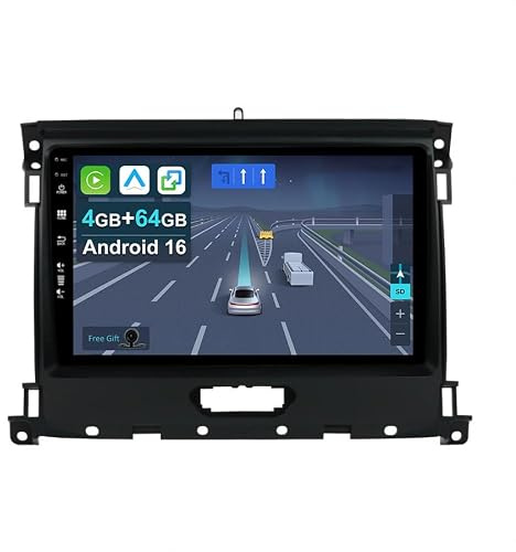 [2+64G] Android 15 Car Stereo Radio for Ford Everest Ranger T7 (2015-2020)-IPS 9 Inch 2 Din Head Unit with Carplay | Android Auto | Mirror Link | GPS Navigation Navi | Bluetooth | FM Included Camera