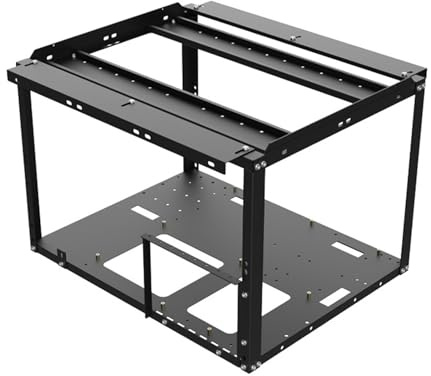 Equipo de minería – 17.0 pulgadas PC Gehäuse | SPCC Metall Mining Frame – Offenes Rack mit 3x12CM Lüftern für maximale Luftzirkulation unterstützt 28 HDD y 2 SSDs ideal para Minīng Rig Aufbau