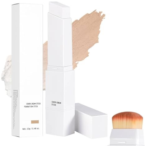 Color Changing Foundation Stick mit Bürste,Korean Make up,Korean Foundation Stick With Volufiline,Full To Medium Coverage Base Makeup,Farbwechselndes Make up,Abdeckcreme (Natürliche Farbe)