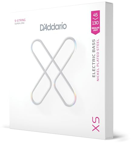 D'Addario XS Beschichtete Basssaiten XSB45130SL, 45-130, 5-String | XS beschichtete Basssaiten bieten maximale Lebensdauer, glattes Spielgefühl, Stimmstabilität, Ansprache und starken Klang.