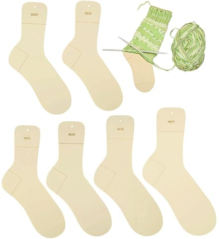TAKONE Sockenbretter 36–47 6er Set Holz Sockenspanner Sockenmaßschablone Stricken | 6-teiliges Sockenbretter Set; Größen 36–47; Holz Sockenspanner; präzise Sockenmaßschablone; Stricken & Formen