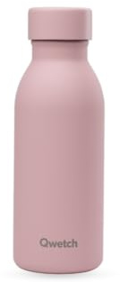 Qwetch - Bouteille Isotherme 350 ml Pastel Rose - ICON - Gourde Ultra-Compacte & Élégante en Inox Recyclé - 24h Froid/12h Chaud - Étanche & Nomade