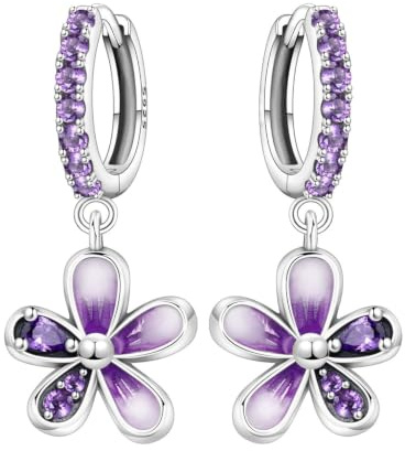 925 Sterling Silver Floral Drop Earrings for Women, Multi-style Flower Hook Earrings, Hypoallergenic Jewellery Gifts for Birthday, Wedding & Anniversary