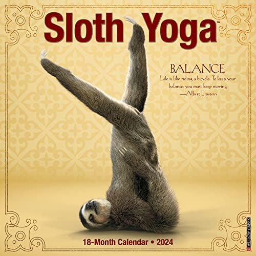 Sloth Yoga 2024 12 X 12 Wall Calendar
