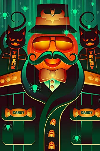 Halloween Journal: Cool Halloween Pumpkin Poster Black Cat Background (Blank Journal To Write In)