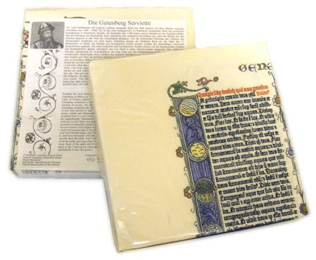 Die Gutenberg Serviette: Reproduktion einer Original Gutenberg Bibelseite im Sechsfarbdruck samt Einführungstext und Übersetzung der zentralen Bibelstelle