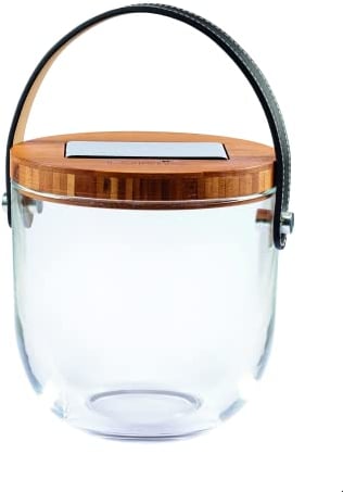 Krinner Deco Glass Basic 22500 Dekoleuchte LED Warmweiß Klar, Bambus, Schwarz, 0.16 W, 2.4 V, Transparent, 14.5 x 14.5 x 15 cm