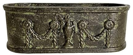 L'Héritier Du Temps Jardiniere de Balcon ou Fenêtre Balconnière Vasque Bac en Fonte Vert Anglais 12x15,5x36cm