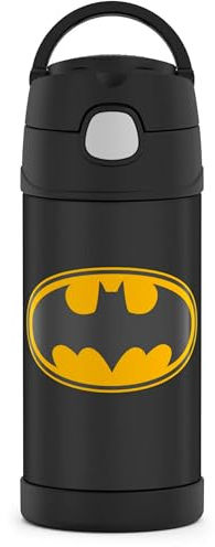 Thermos Brand FUNTAINER Bouteille de paille isolée sous vide, Batman, Noir 340 g
