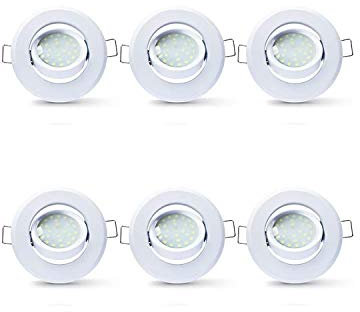 LAMPAOUS LED D50 5W bombilla empotrada luz empotrable spot light 400lm orientable Foco empotrable blanco natural 4000k empotrado redondo Lámpara de techo, no regulable lote de 6 (4000k)