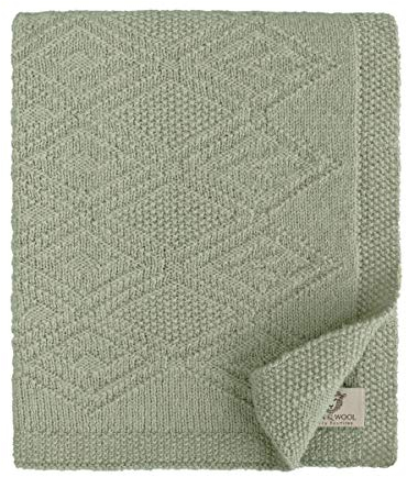 Linen & Cotton Babydecke Gestrickt Lilou Jungen Mädchen -100% Reine Neuseeland Wolle, Grau (85 x 65cm) Kuscheldecke Strick/Erstlingsdecke/Einschlagdecke Sommer Winter Kinderwagen Babyschale Babybett