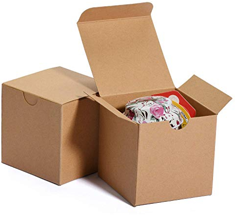 HOUSE DAY 50pcs Kraft Paper Gift Boxes with Lids for Gifts, Crafts, Gift Box, Gift Box for Groomsmen and Bridesmaid 7.5x7.5x7.5cm (Brown)
