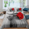 BHFDCR Duvet Cover Set King Size 3D Grey red rose Printed 3 Pieces Bedding Set Decorated Microfiber Bed Cover Set with Zipper Closure (1 Duvet Cover +2 Pillowcases) 220x230cm