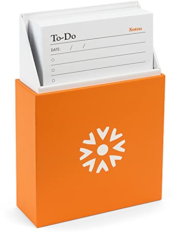 Notsu to Do List Index Card Box w/ 50 Vertical 3x5 Notecards | Minimalist to-Do Checklist Task Cards with Planner Case Holder for Desk Storage and Work Productivity