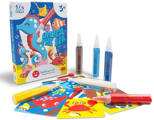 Sabbiarelli Sand-it For Fun Kit Under the sea Unter dem Meer - Kreativ Bastelset: male mit Sand und lasse deiner Fantasie freien Lauf, Sandbilder für Kinder ab 3+, Geschenkidee zum Geburtstag
