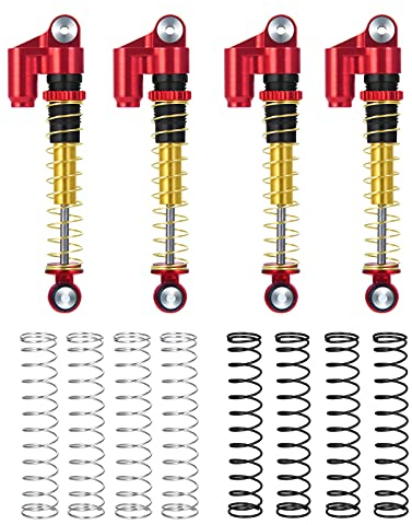 AXspeed 43mm Aluminium-Stoßdämpfer-Set für Axial SCX24 1/24 AXI90081 AXI0001 AXI00002 RC Crawler Auto (rot und schwarz)