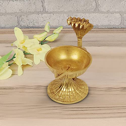 ARTVARKO Artavrko Big Brass Sheshnaag Om Diya Handle Aarti Räuchergefäß Loban Brenner, Bakhoor Brenner, Dhoop Dhuni, Sambrani Dhoop für Zuhause, Büros und Tempel (16,5 x 8,9 x 14,9 cm)