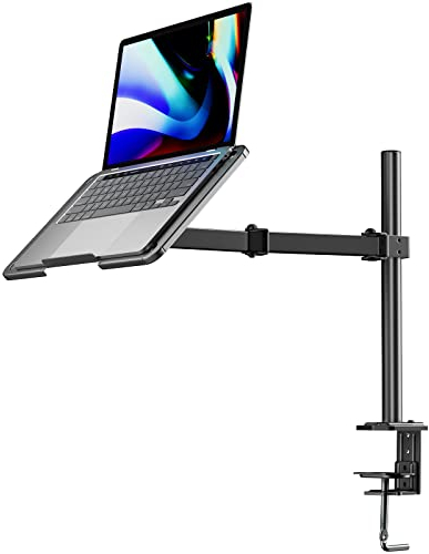 HUANUO Supporto per Monitor con Braccio per Laptop, Supporto per Computer Portatile da Scrivania per Schermi da 13 a 27, Adatto per Laptop da 17, Supporto per Laptop con Morsetto, Grommet
