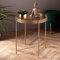 IFJA Round Coffee Table with Removable Top Metal Tray | Easy Assembly Bedside Table for Snack with Crossed Metal Legs | Living Room Balcony Home Décor Versatile Golden Round Table | 47x43x43cm
