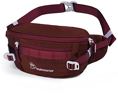 MOUNTAINTOP Bauchtasche Damen Sport Hüfttasche leichte Gürteltasche für Outdoor Wandern Reise Laufen Fitness Joggen (Rötlichbraun)