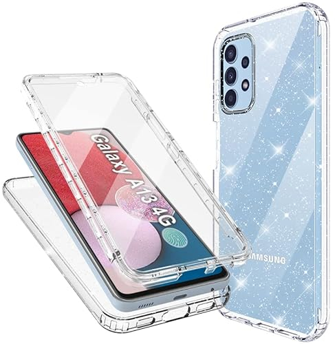 Mosoris Handyhülle für Samsung Galaxy A13 5G Hülle Glitzer mit Eingebautem Displayschutz 360 Grad Stoßfest Schutzhülle Soft Silikon Bumper Transparent Glitzer Slim Flexible TPU Case für Samsung A13 5G