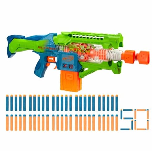 Nerf Elite 2.0 Double Punch Motorised Dart Blaster Toy for Kids Age 8+, Rapid Alternating Barrels | with 50 Elite Foam Darts | Double Clip Blasting | Outdoor Games Gift Idea